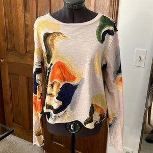 Anthropologie painterly abstract colors tee XS